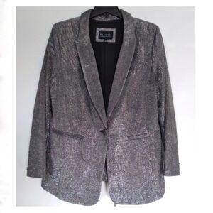 Eloquii Women's Metallic Silver Blazer